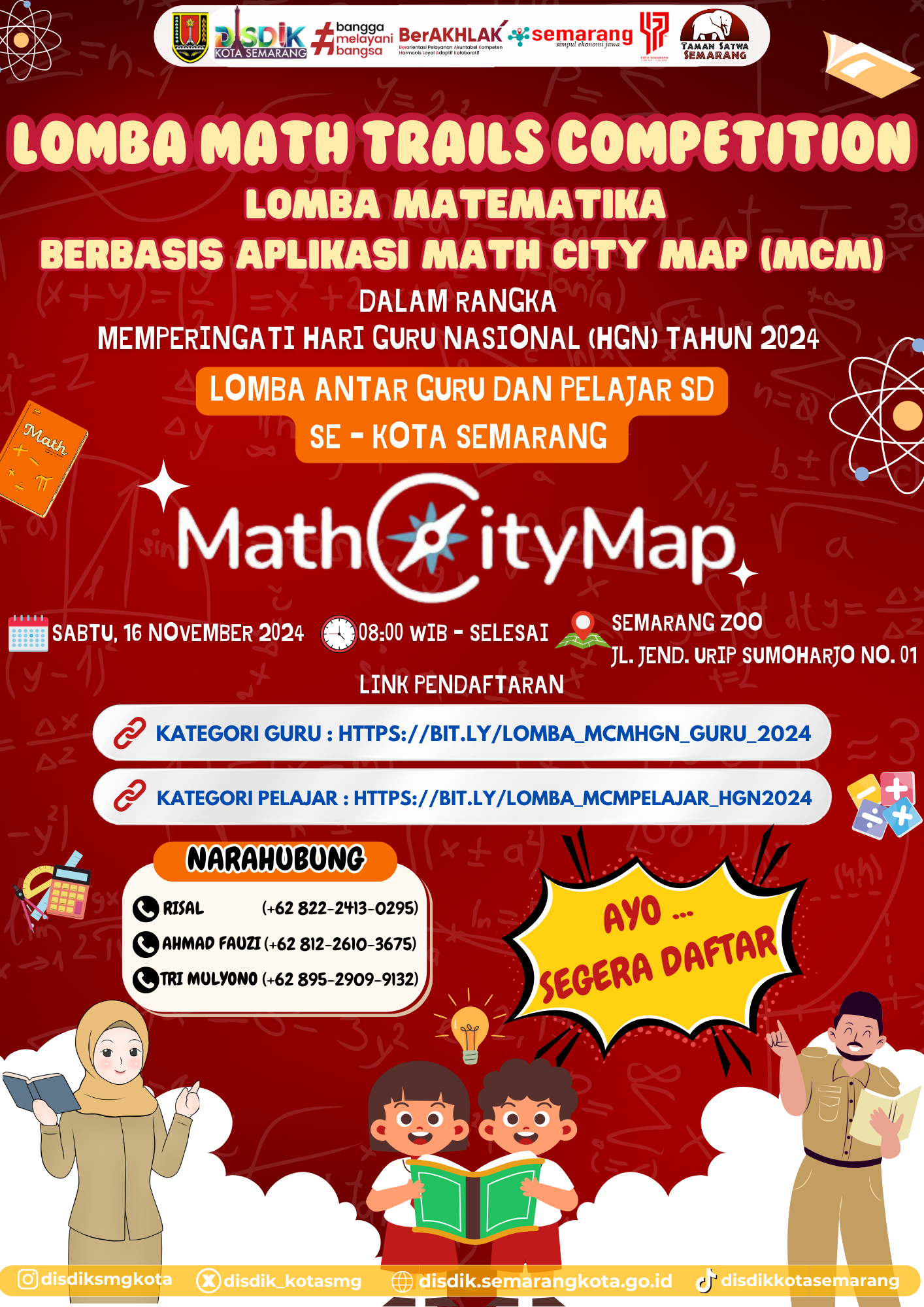 Lomba Math Trails Competition berbasis Aplikasi Math City Map (MCM) Antar Guru dan Pelajar jenjang SD se-Kota Semarang